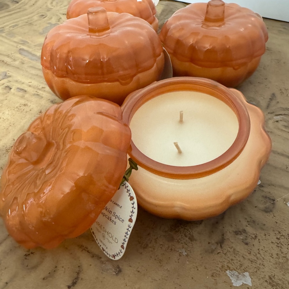Set of 4 Threshold Pumpkin Spice Cupcake Candles